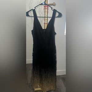 WORTHINGTON BLACK MESH DRESS W/ GOLD LAME’ - SML SIZE 4